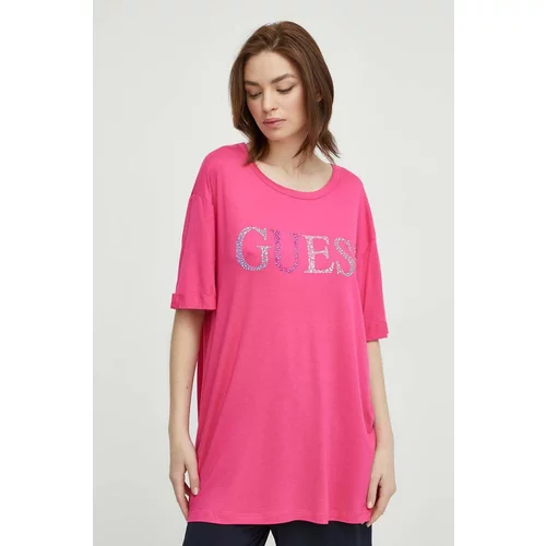 Guess Kratka majica za plažo roza barva