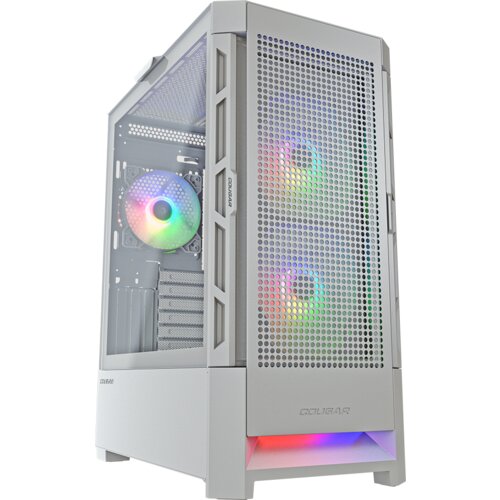 Cougar | Case Airface RGB White | PC Case | Mid Tower / Mesh Front Panel / 2 x 140mm ARGB Fans / 1x 120mm ARGB Fan / TG Left Panel / White - CGR-5ZD1W-AIR-RGB Cene