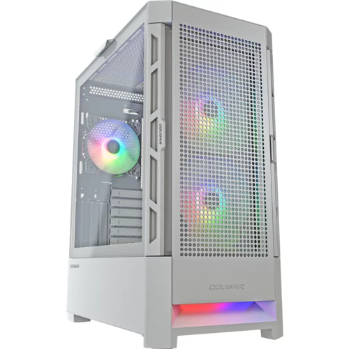 Cougar | Case Airface RGB White | PC Case | Mid Tower / Mesh Front Panel / 2 x 140mm ARGB Fans / 1x 120mm ARGB Fan / TG Left Panel / White - CGR-5ZD1W-AIR-RGB