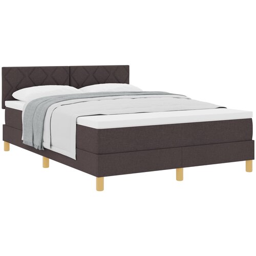 VidaXL Postelja s &amp;scaron;katlo z vzmetnico temno rjava 140x190 cm tkanina, (22083075) Slike