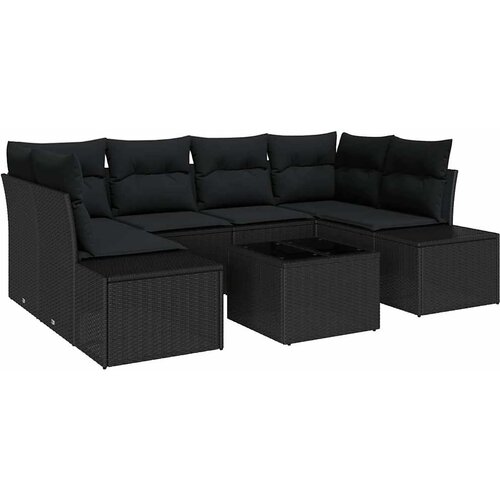  Sjedeća garnitura za vrt 8 kom. Crna poliratan 239 x 62 x 69 cm Slike