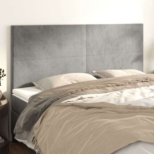  Posteljno vzglavje 4 kosa svetlo siv 100x5x78/88 cm žamet, (20792643) Slike