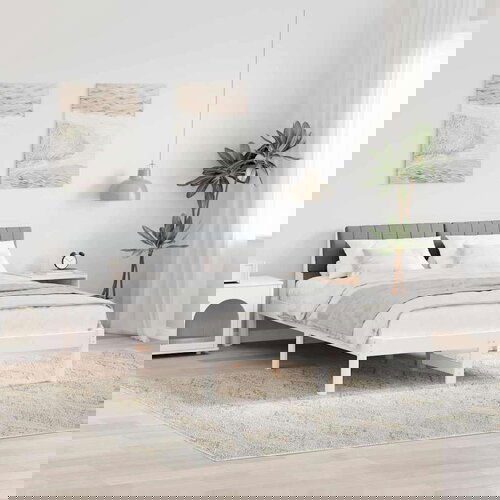  Okvir kreveta s uzglavljem Bijela i svijetlosiva 135 x 190 cm Cijene