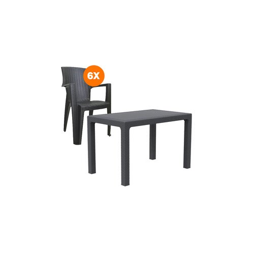  Ba&amp;scaron;tenski set AMELIA Rattan Lux sa stolom 120 cm, antracit Slike