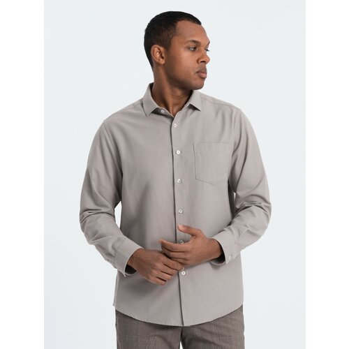 Ombre Men's REGULAR FIT shirt with pocket - gray Slike