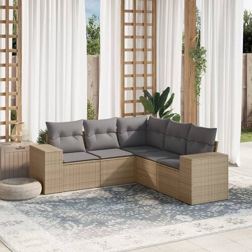 vidaXL 5-dijelni vrtni set sofa s jastucima bež od poliratana Cijene