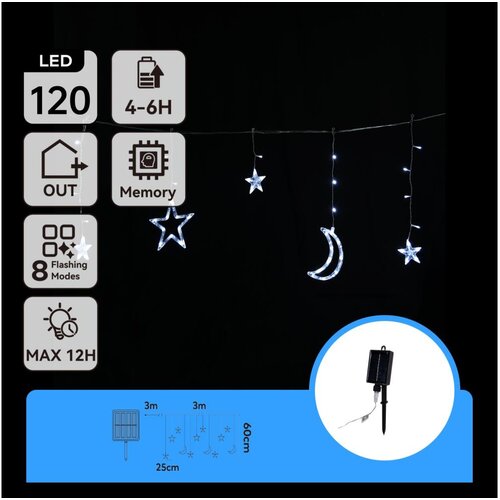 Aigostar led solarni božićni lanac 120xLED/8 funkcija 3x0,6m 500 mah IP65 hladna bela Cene