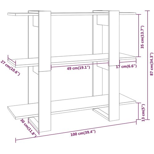  za knjige / sobna pregrada crni 100x30x87 cm Slike