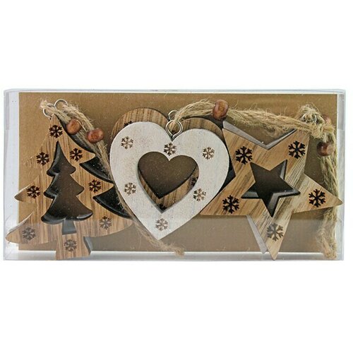  ukrasi za božićno drvce (smeđe boje, drvo, 6 kom.) Cijene