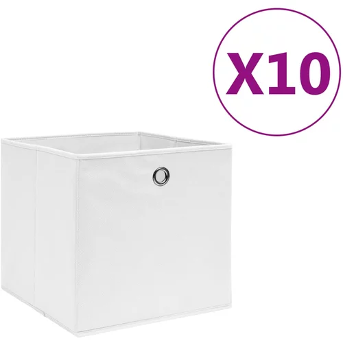 vidaXL kutije za pohranu od netkane tkanine 10 kom 28x28x28 cm bijele