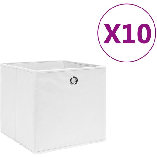 vidaXL Škatle 10 kosov netkano blago 28x28x28 cm bele Cene