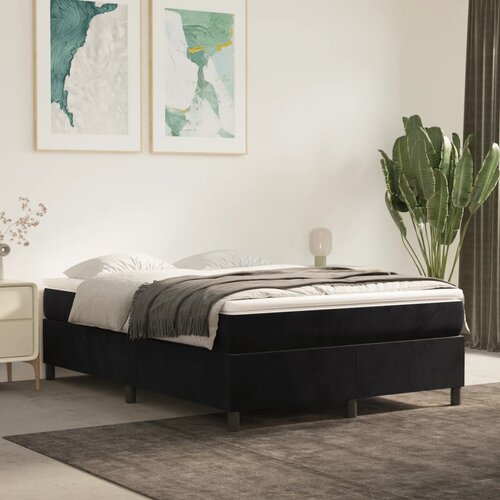 VidaXL Box spring postelja z vzmetnico črna 140x200 cm žamet Slike