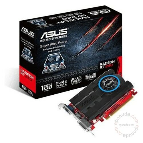 Asus AMD Radeon R7 240 1GB GDDR3, VGA/DVI/HDMI/64bit R7240-1GD3 grafička kartica Slike