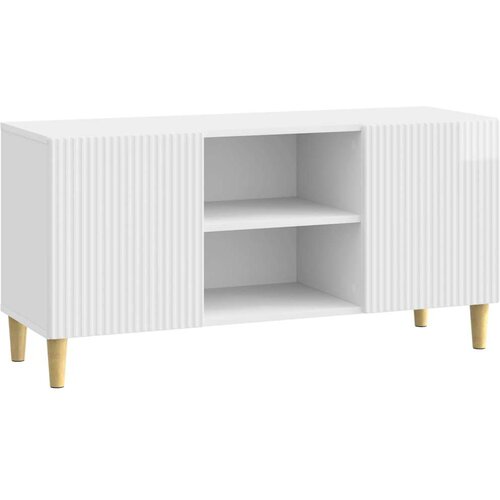 TV omarica Bela visok sijaj 102 x 34,5 x 50 cm Inženirski les, (5000238860) Cene