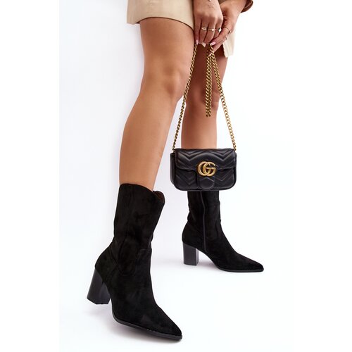 Boto Women&amp;#039;s Cowboy Boots Botki On Heel Black Danell Slike