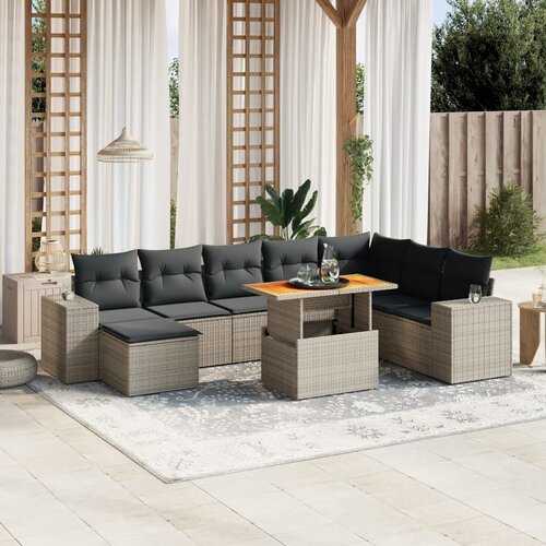 vidaXL 9-dijelni set vrtnih sofa od poliratana s jastucima sivi Cijene