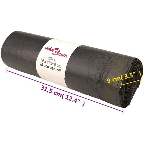 VidaXL Vreće za smeće s vezicama 250 kom crne 120 L Slike