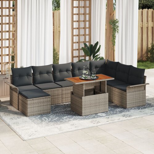 VidaXL vrtni kauč set Set od 9 Siva Ratan Vrtna blagovaonica Slike