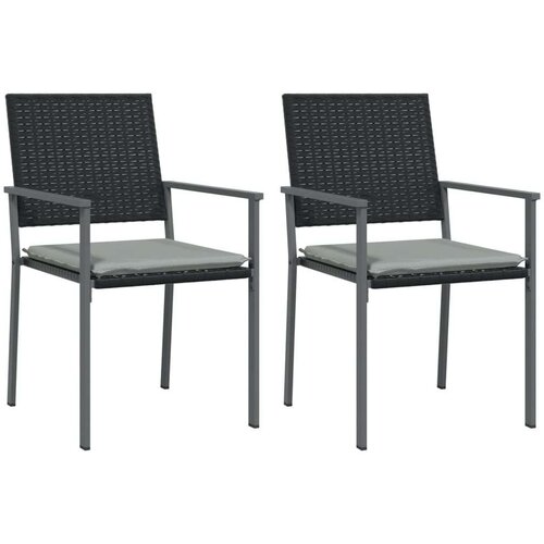  Vrtne stolice s jastucima 2 kom crne 54x62 5x89 cm poliratan Slike