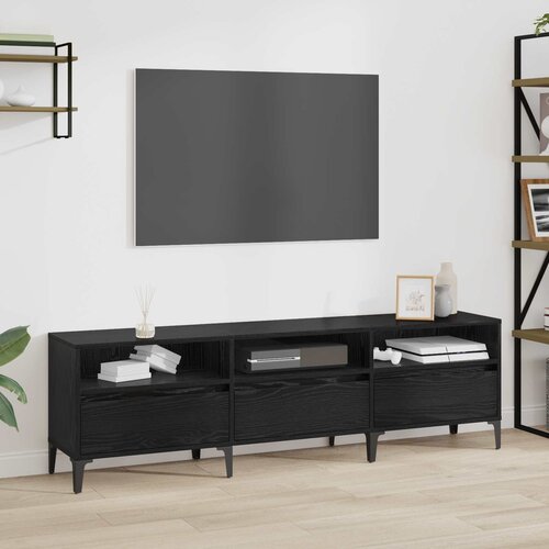 TV ormar Crni hrast 150 x 30 x 45 cm Obrađeno drvo i čelik Cene