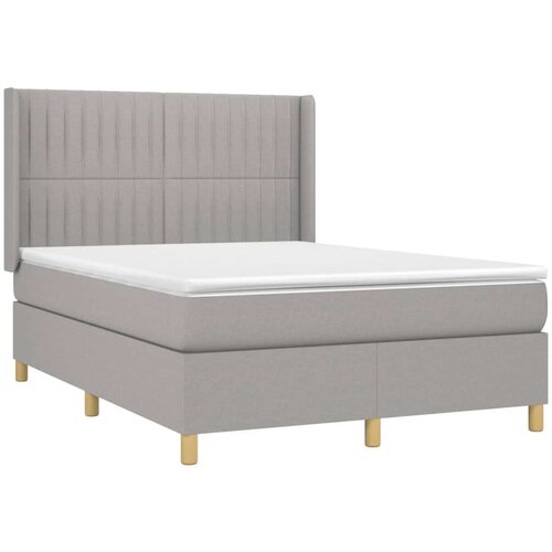  Krevet box spring s madracem LED svjetlosivi 140x200 cm tkanina Slike