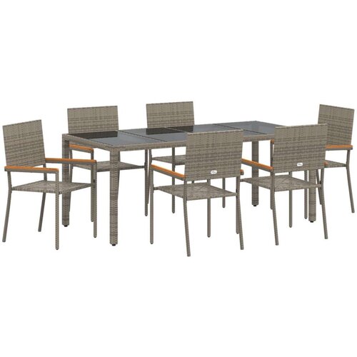  Vrtna garnitura - 7-dijelni vrtni blagovaonski set Siva Poli Ratan  Stacking Garden Chairs with Cushions 2 kom Siva Poli Ratan Cijene