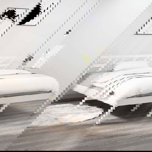  Posteljni okvir bel iz trdnega lesa 140x200 cm, (20644618) Slike