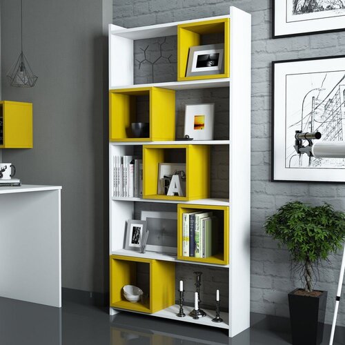 Hanah home Polica 80x170x22cm Bijelo-žuta Cene