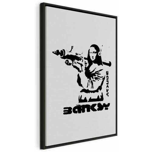  Slika - Contrast Duel (1-part) - Banksy on Mural with Mona Lisa 60x90 U crnom drvenom okviru Cene