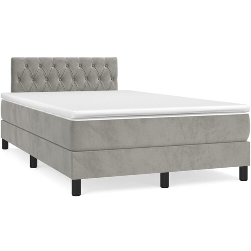 VidaXL Box spring postelja z vzmetnico svetlo siva 120x190 cm žamet Slike