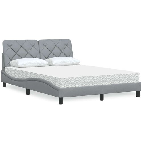 VidaXL Krevet s madracem svjetlosivi 140x200 cm od tkanine Slike