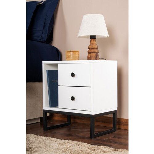 Hanah home noćni ormarić glimmer - white, black whiteblack nightstand Cene