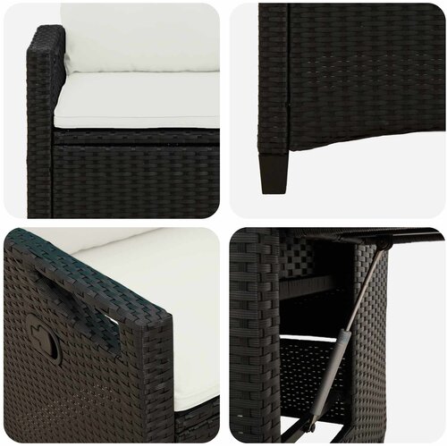  Ležaljka u vrtu Crna i Krema 56 x 60 x 112 cm poliratan Slike