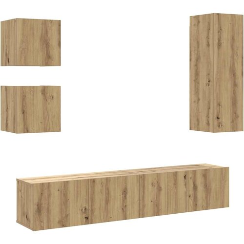 Maison Chic TV omarice - TV enot 5-delna stenski artisan hrast inženirski les, (21701973) Cene