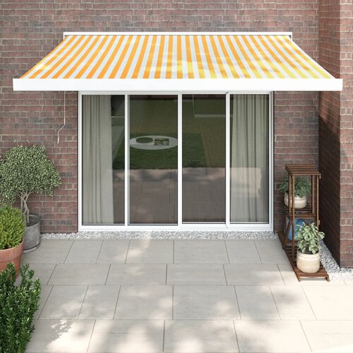 vidaXL Zložljiva tenda rumena in bela 3,5x2,5 m blago in aluminij Cene