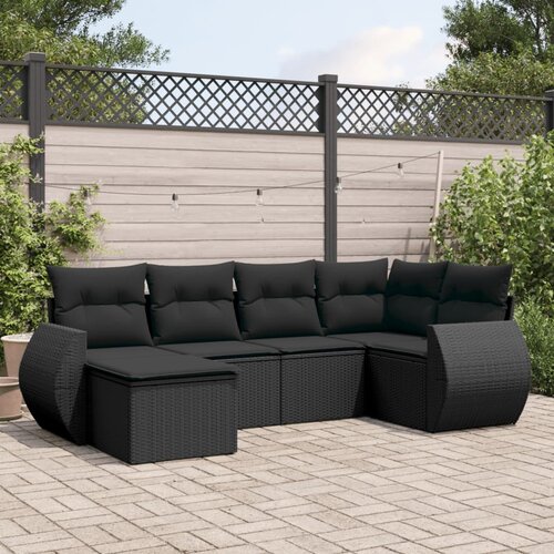 VidaXL 6-dijelni set vrtnih sofa s jastucima crni od poliratana Slike