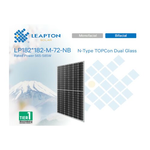 Leapton energy lp182*182-m-72-nb solarni panel 580W, N-TypeBifacial, 300mm kabl ( LP182182M72NB-BF ) Slike