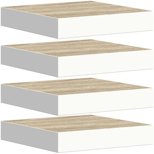  Plutajuće zidne police 4 kom hrast i bijele 23x23,5x3,8 cm MDF Slike