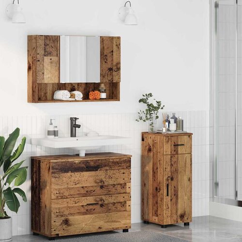 vidaXL set namještaja za kupaonicu 3 pcs staro drvo 76.5 x 35 x 64 cm Cijene