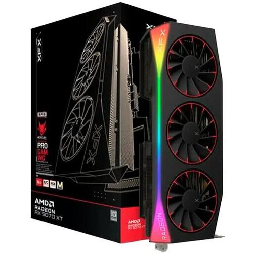 XFX mercury amd radeon rx 9070XT oc magnetic air edition with rgb 16GB GDDR6 hdmi 3xDP, amd rdna 4 RX-97TMARGB9 Slike
