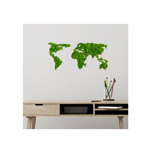 WALLXPERT Zidna dekoracija Mapa svijeta, 70x32 cm 6 mm, Zelena Cene