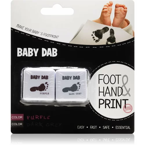 Baby Dab Foot & Hand Print Purple & Grey barva za otroške odtise 2 ks 2 kos