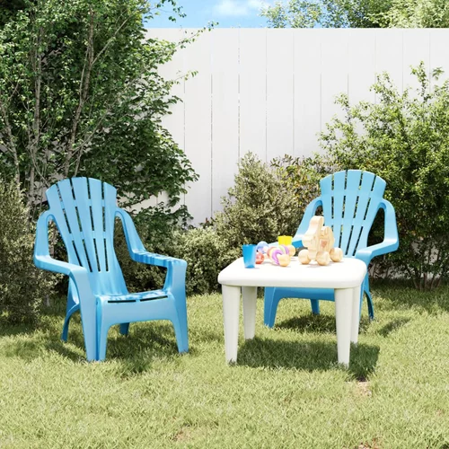  Vrtne stolice za djecu 2 kom plave 37x34x44 cm PP izgled drva