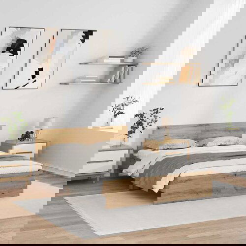 VidaXL Konstrukcija postelje Umetni hrast 160 x 200 cm Konstruiran les Slike