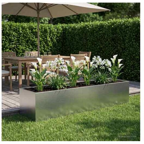 vidaXL Vrtna saksija Srebrna 280 x 80 x 60 cm Nehrđajući čelik - Nehrđajući čelik 280 x 80 x 60 cm Cijene