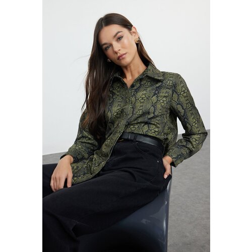 Trendyol Snake Patterned Satin Woven Shirt Slike