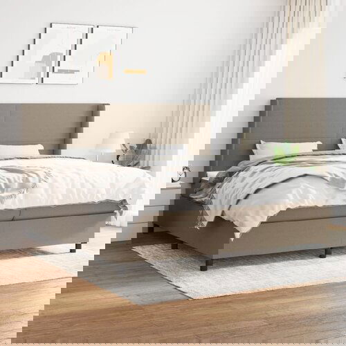 The Living Store Box spring postelja z vzmetnico taupe 200x200 cm blago - Box Spring Postelja, (21514837) Slike