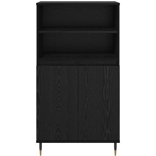  Highboard s policom s pohranom s vratima Crna 60 x 36 x 110 cm Konstruirano drvo Slike