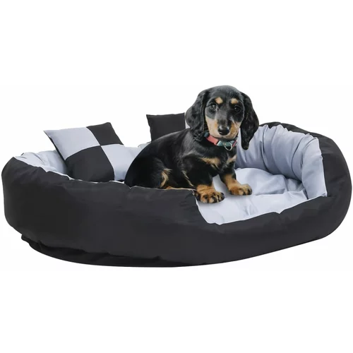  Dvostrani perivi jastuk za pse sivo-crni 110 x 80 x 23 cm