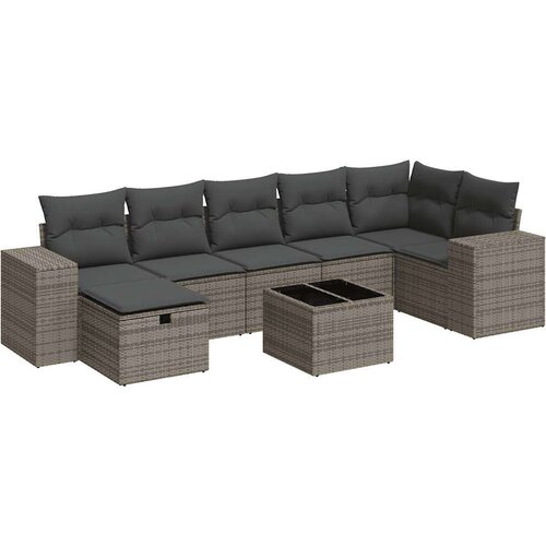 VidaXL 8-dijelni set vrtnih sofa od poliratana s jastucima sivi Slike